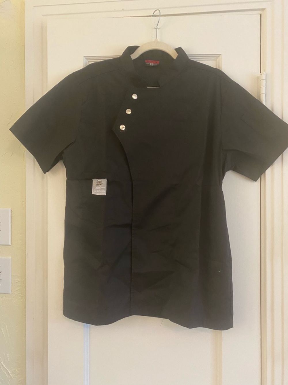 XİYIN Black Chef Jacket 2XL Short Sleeve Snap Buttons